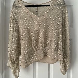 Lucky Brand Beige Beaded Top